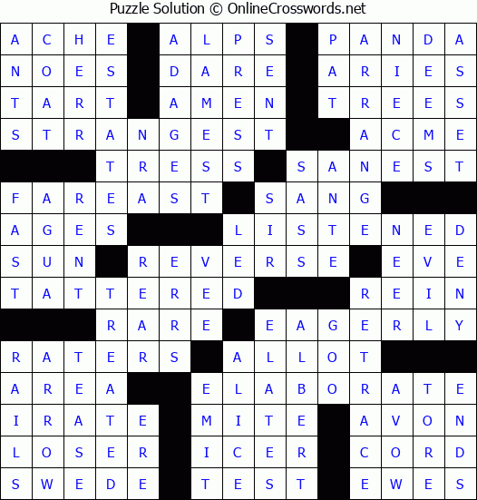 Solution for Crossword Puzzle #53672