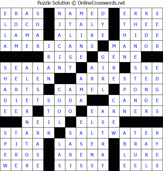 Solution for Crossword Puzzle #53859