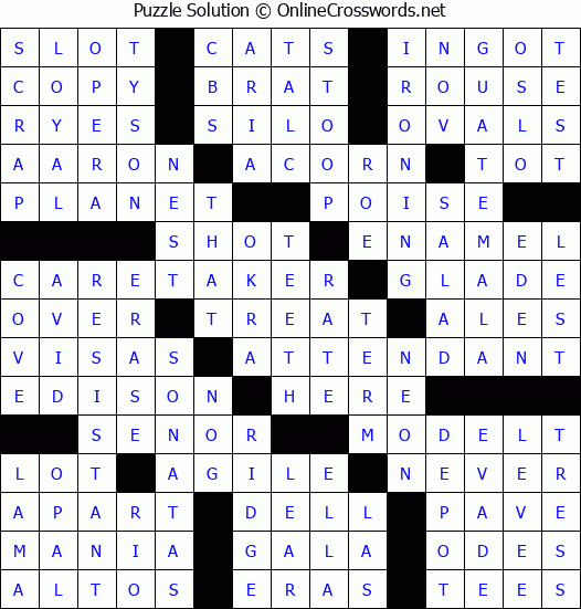 Solution for Crossword Puzzle #53875