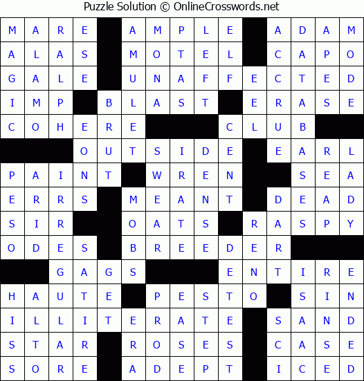 Solution for Crossword Puzzle #53895