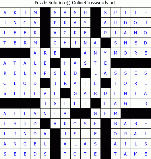 Solution for Crossword Puzzle #53941