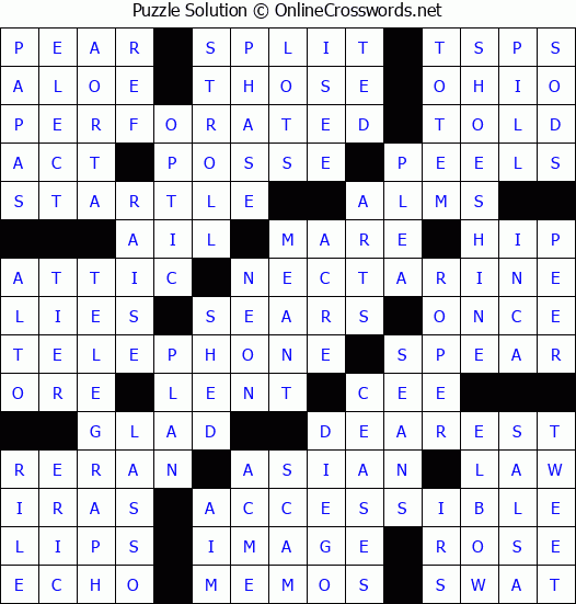 Solution for Crossword Puzzle #54105