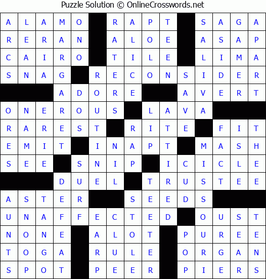 Solution for Crossword Puzzle #54285