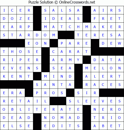 Solution for Crossword Puzzle #54297