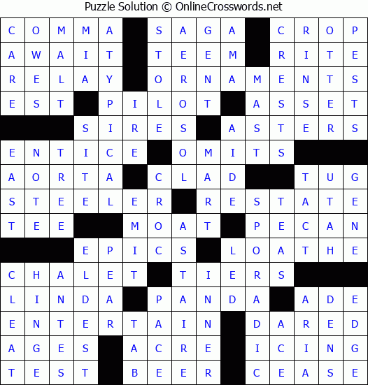 Solution for Crossword Puzzle #54330