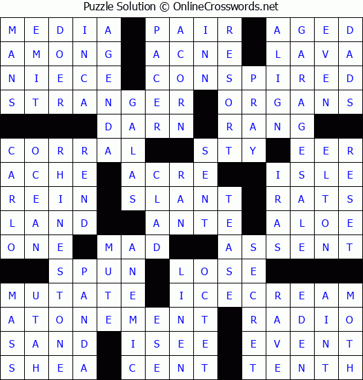 Solution for Crossword Puzzle #54656