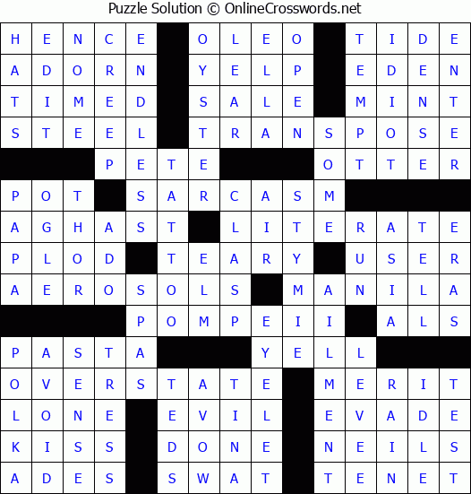 Solution for Crossword Puzzle #54682