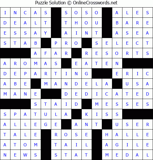 Solution for Crossword Puzzle #54883