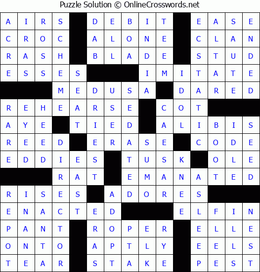 Solution for Crossword Puzzle #54991