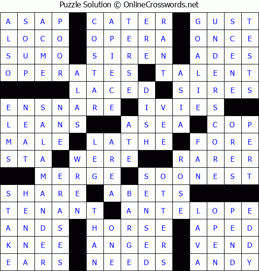Solution for Crossword Puzzle #55023