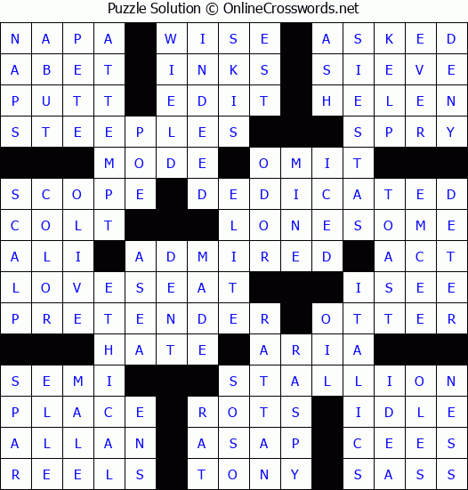 Solution for Crossword Puzzle #55144