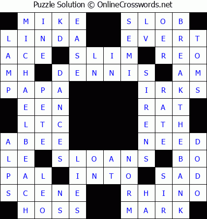 Solution for Crossword Puzzle #5520