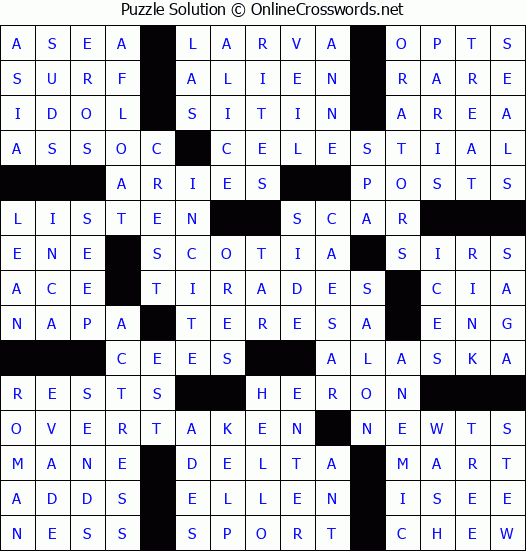 Solution for Crossword Puzzle #55276