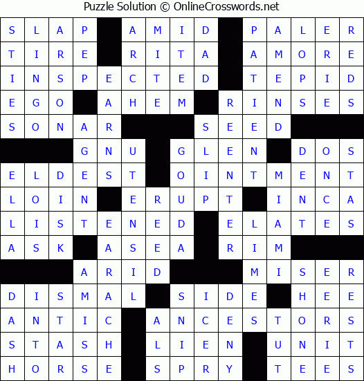 Solution for Crossword Puzzle #55365
