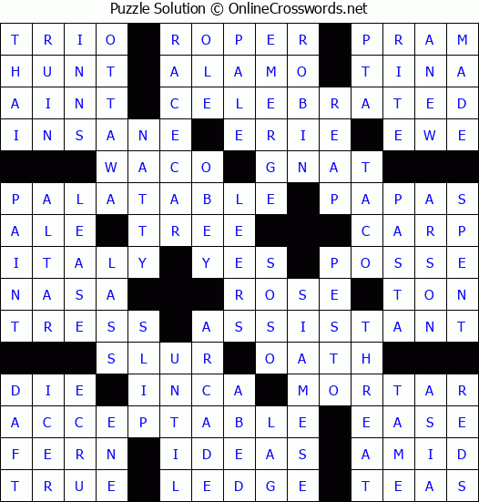 Solution for Crossword Puzzle #55530