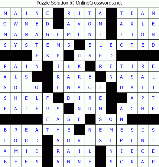 Solution for Crossword Puzzle #55711