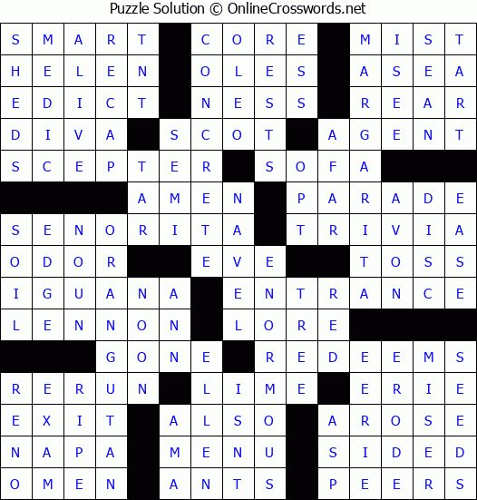 Solution for Crossword Puzzle #55767
