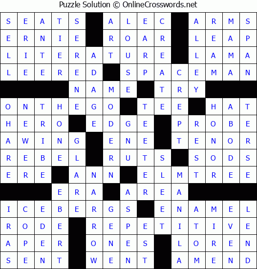 Solution for Crossword Puzzle #55914