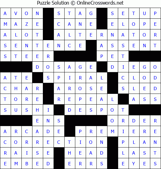 Solution for Crossword Puzzle #55971