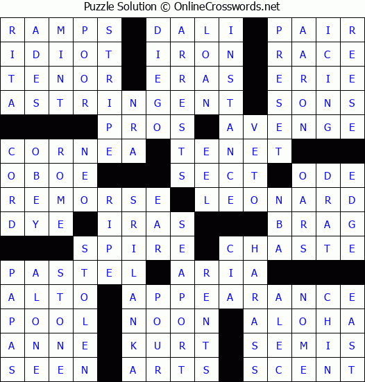 Solution for Crossword Puzzle #56101