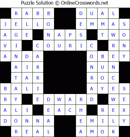 Solution for Crossword Puzzle #5617