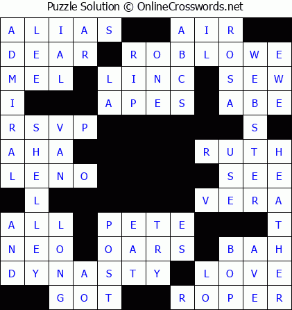 Solution for Crossword Puzzle #5620