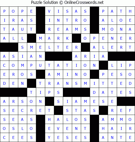 Solution for Crossword Puzzle #56382