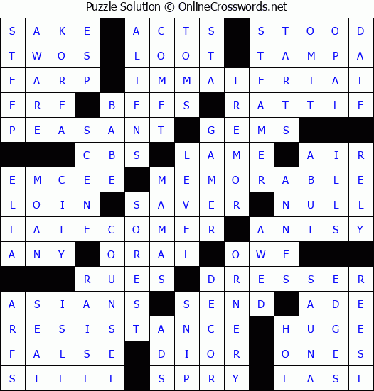 Solution for Crossword Puzzle #56400