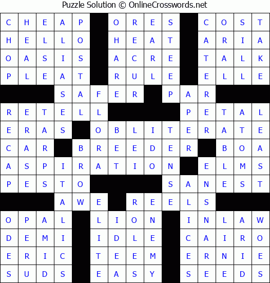 Solution for Crossword Puzzle #56657