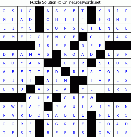 Solution for Crossword Puzzle #56821