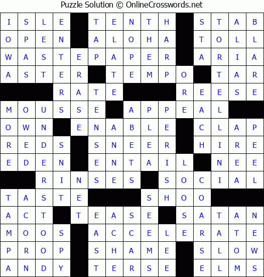Solution for Crossword Puzzle #56878