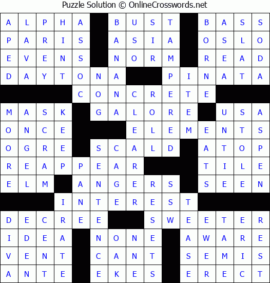 Solution for Crossword Puzzle #56921