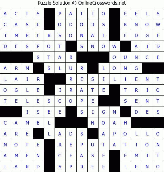 Solution for Crossword Puzzle #56985