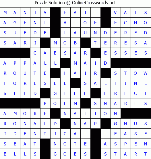 Solution for Crossword Puzzle #56993