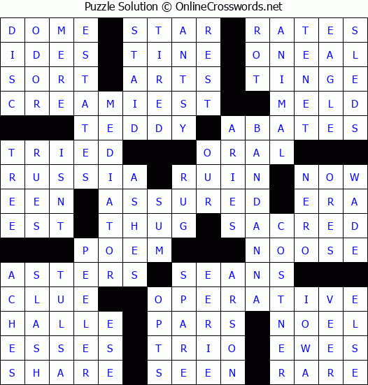 Solution for Crossword Puzzle #57049