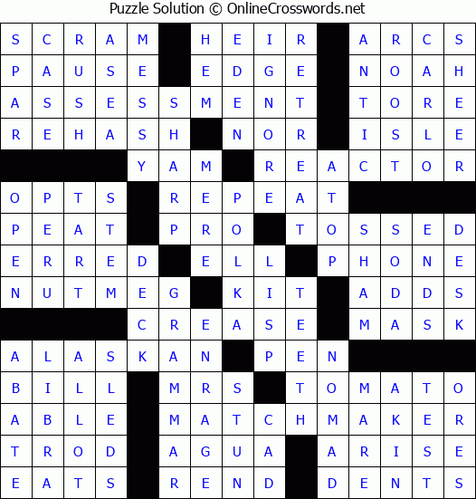 Solution for Crossword Puzzle #57208