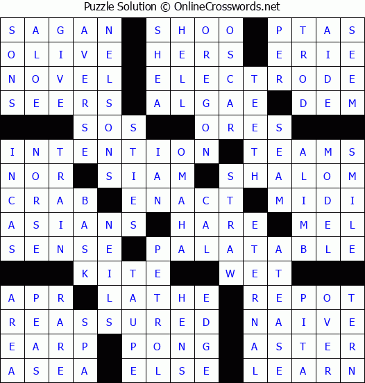 Solution for Crossword Puzzle #57338