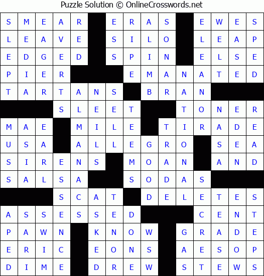 Solution for Crossword Puzzle #57400