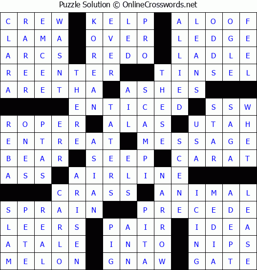 Solution for Crossword Puzzle #57427
