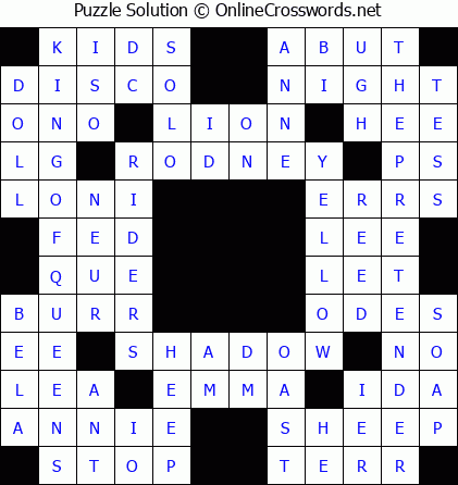 Solution for Crossword Puzzle #5750