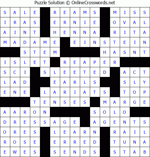 Solution for Crossword Puzzle #57542