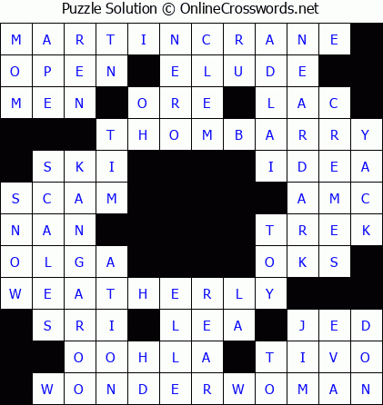 Solution for Crossword Puzzle #5764