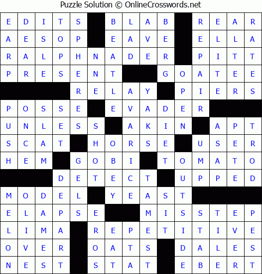 Solution for Crossword Puzzle #57677