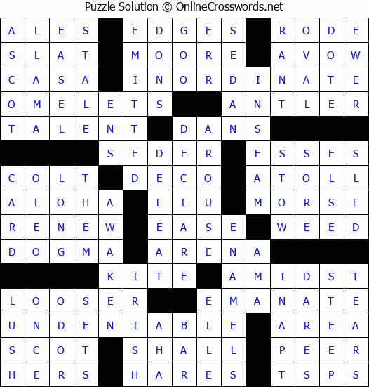 Solution for Crossword Puzzle 57835
