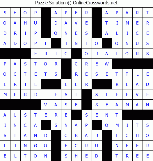 Solution for Crossword Puzzle #57848