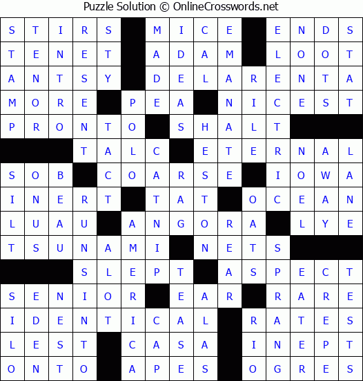 Solution for Crossword Puzzle #57959