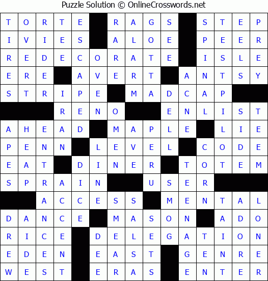 Solution for Crossword Puzzle #57967
