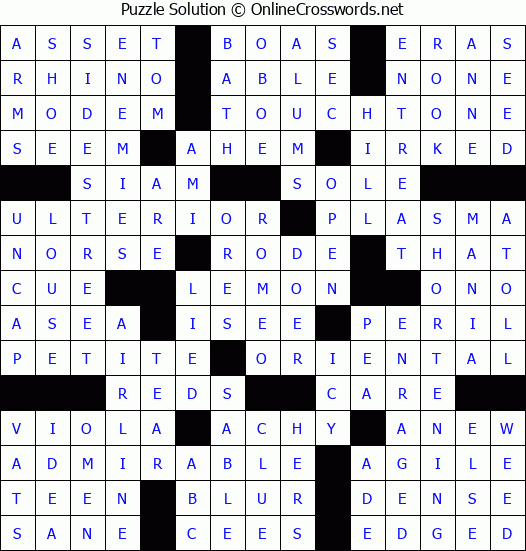 Solution for Crossword Puzzle 58004