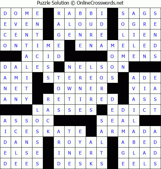 Solution for Crossword Puzzle #58025