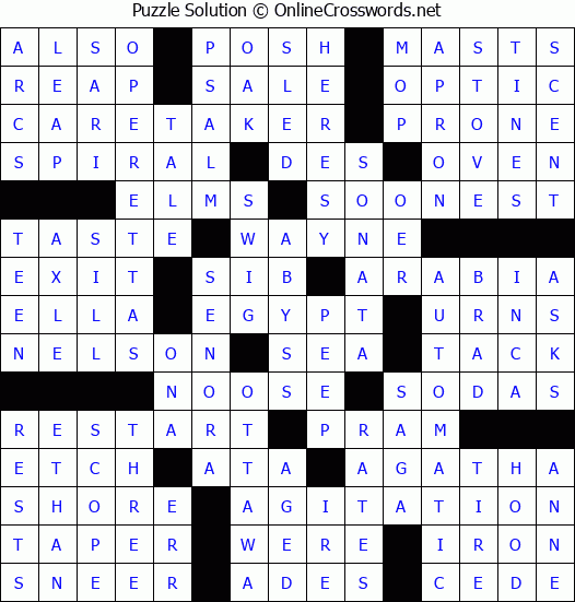 Solution for Crossword Puzzle #58047